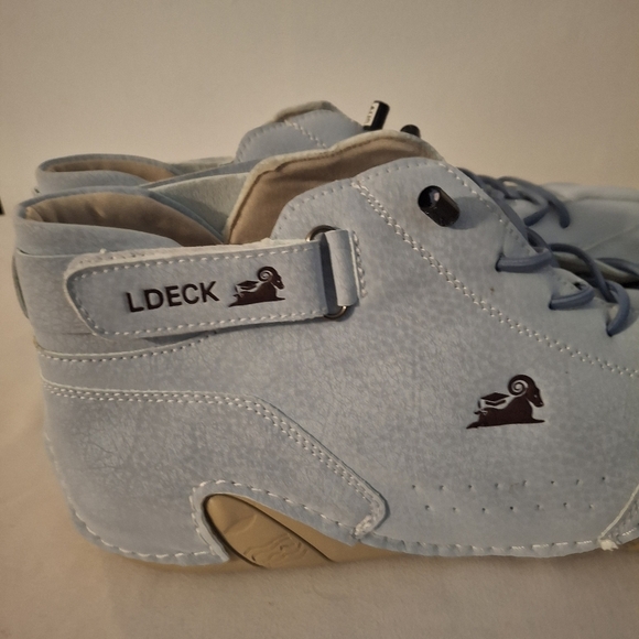 LDECK Men's Ankle Suede Tan and Baby Blue Athletic Shoes with Sporty Design - Picture 4 of 6